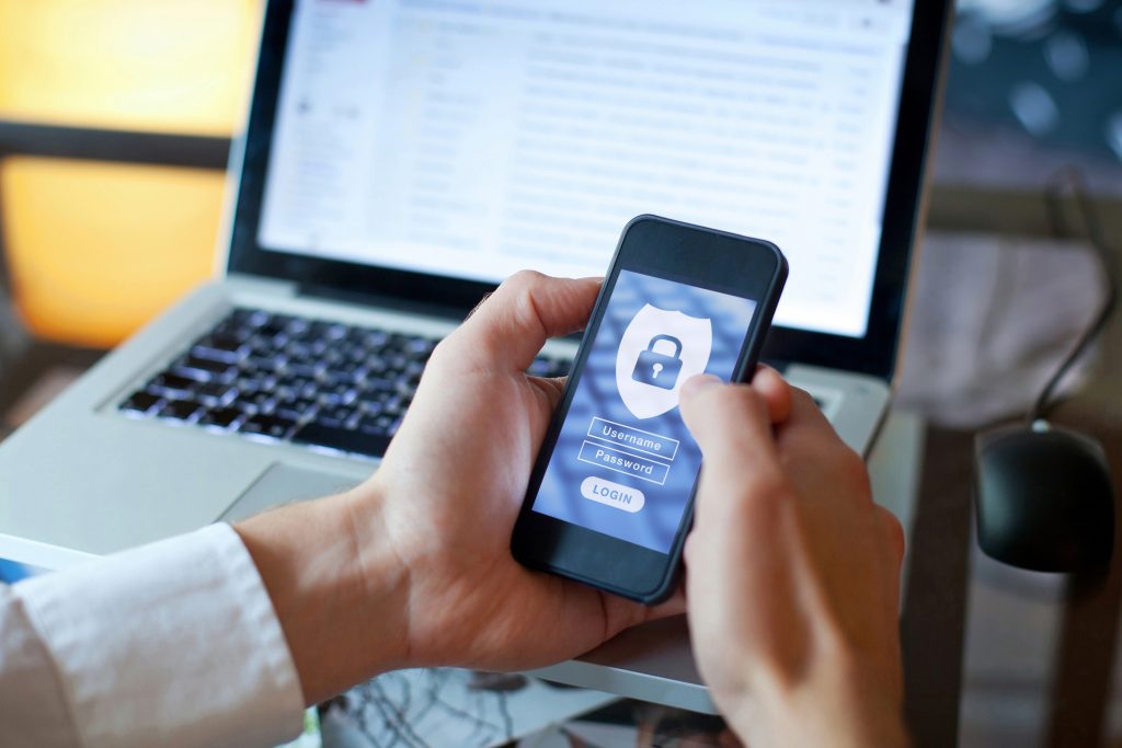 user logging into account on mobile