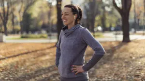 Woman jogging with headphones