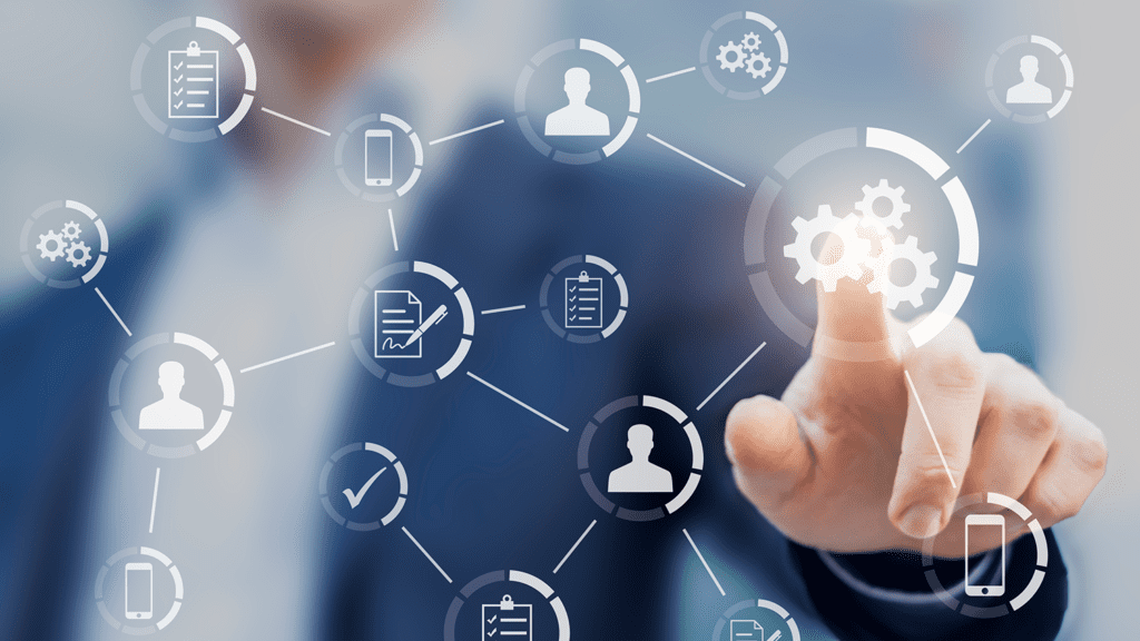 Man touching automation screen