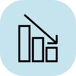 A simple icon representing a bar chart showing a decreasing trend