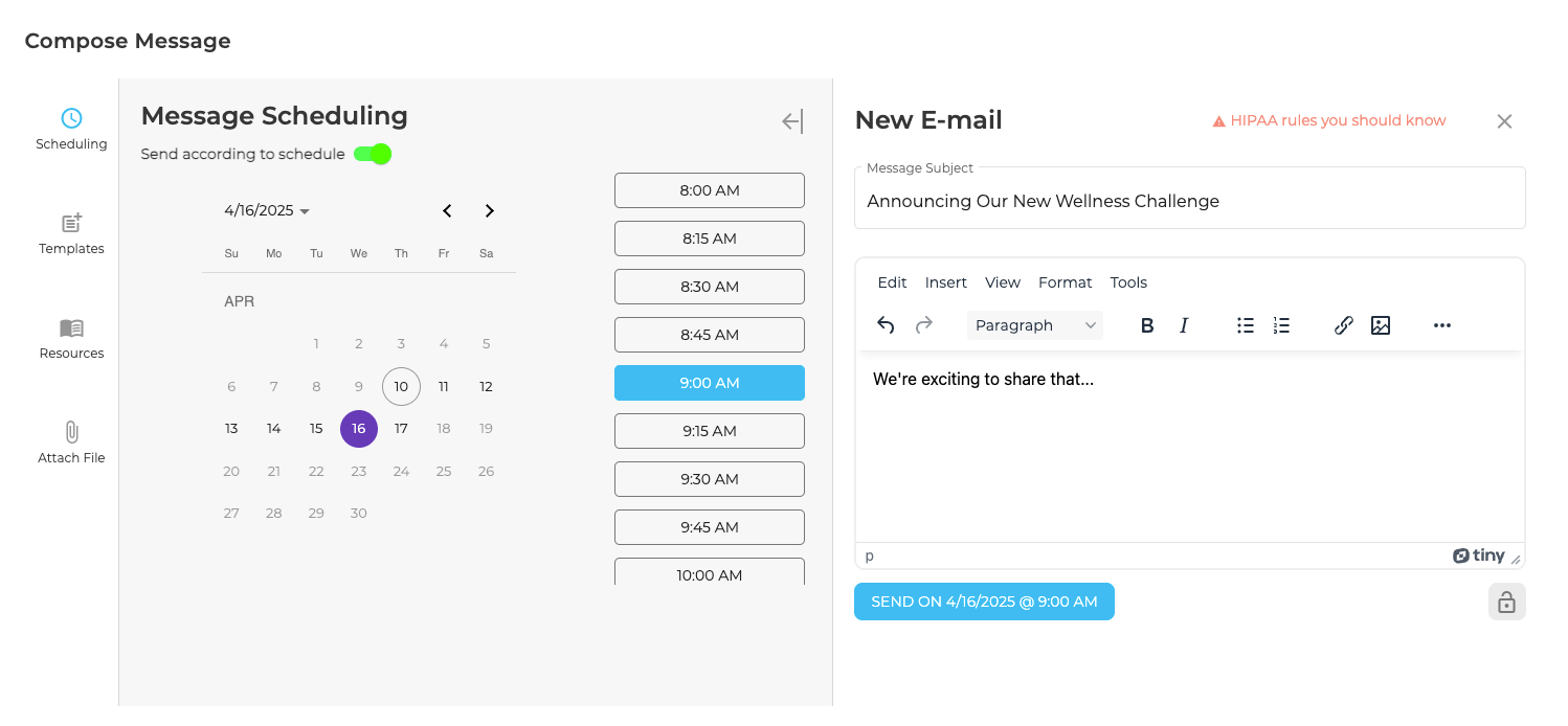 Avidon scheduled messaging dashboard