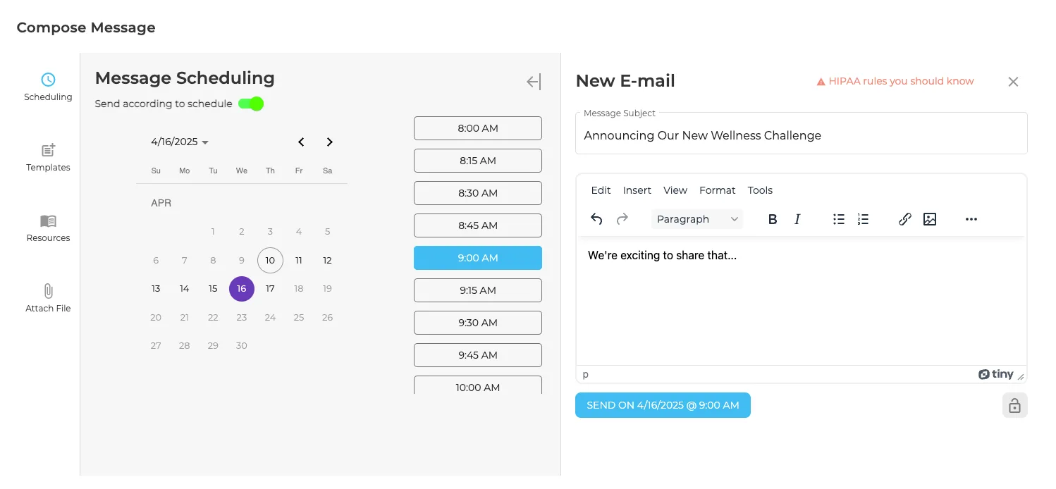 Avidon scheduled messaging dashboard