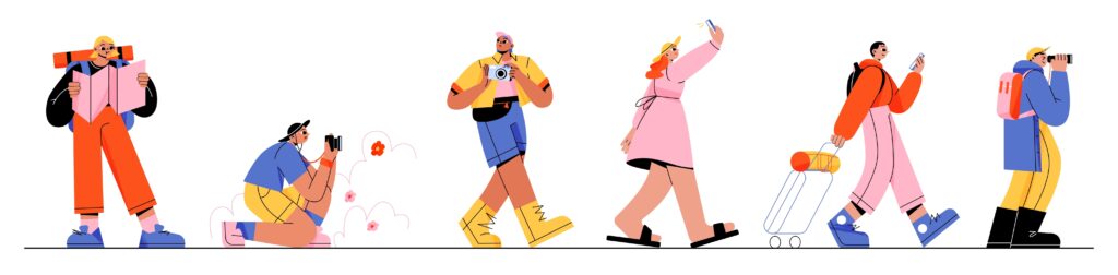 Drawing of walking team