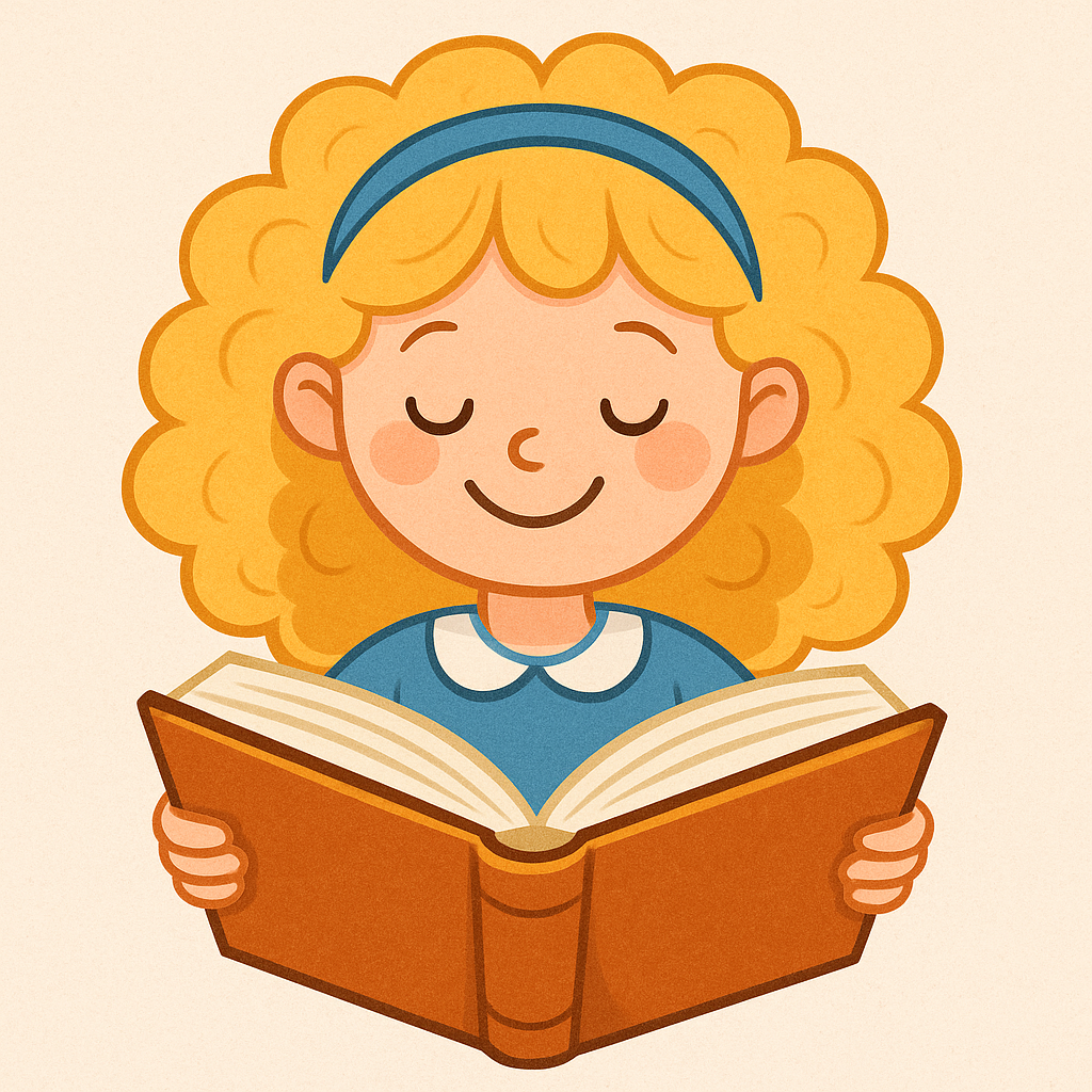 Beat Burnout and Find Flow: My Goldilocks Goal Story 2 Illustration of a cheerful Goldilocks reading a book, symbolizing balance and learning in goal setting