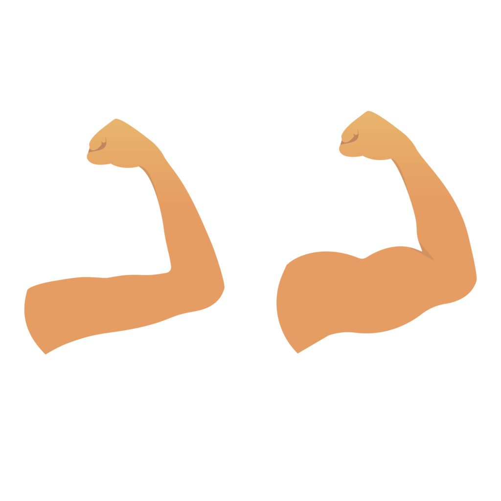 Illustration of two flexed arms representing personal fitness progress and accountability