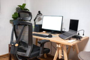 Empty desk and vacant office chair after an employee has left