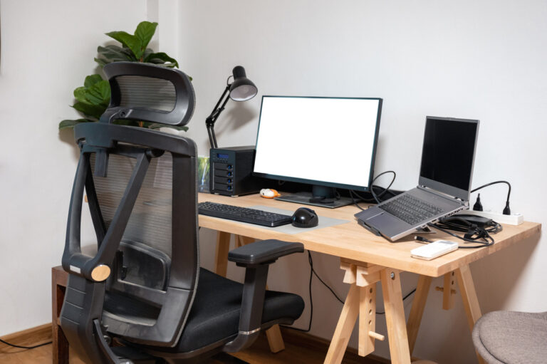 Empty desk and vacant office chair after an employee has left